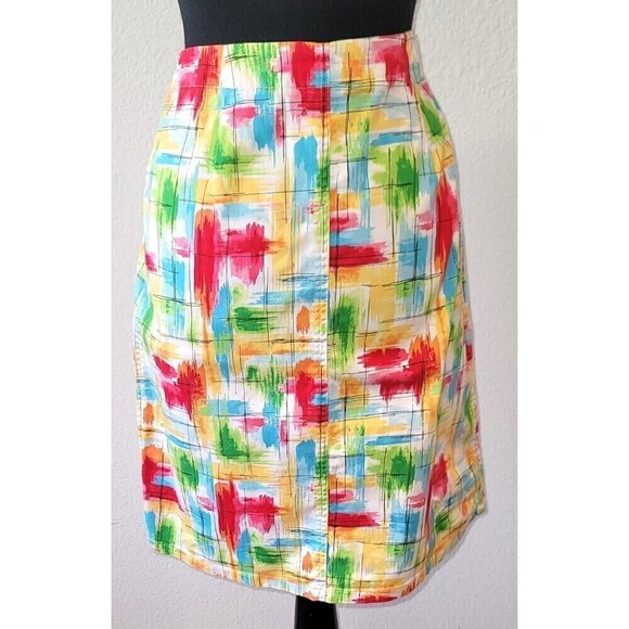 Talbot's Watercolor Stretch Colorful Pencil Skirt Size 10 - Picture 4 of 9